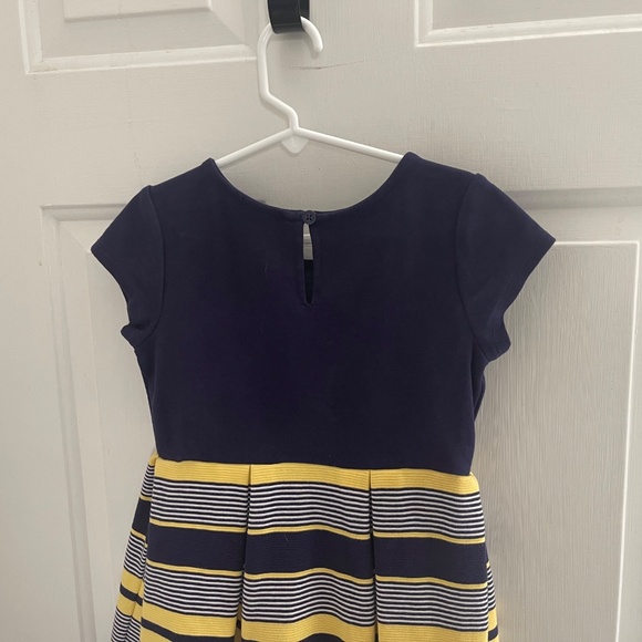 Gymboree Size 5/6 Dress Navy Blue Yellow Striped - Picture 3 of 8
